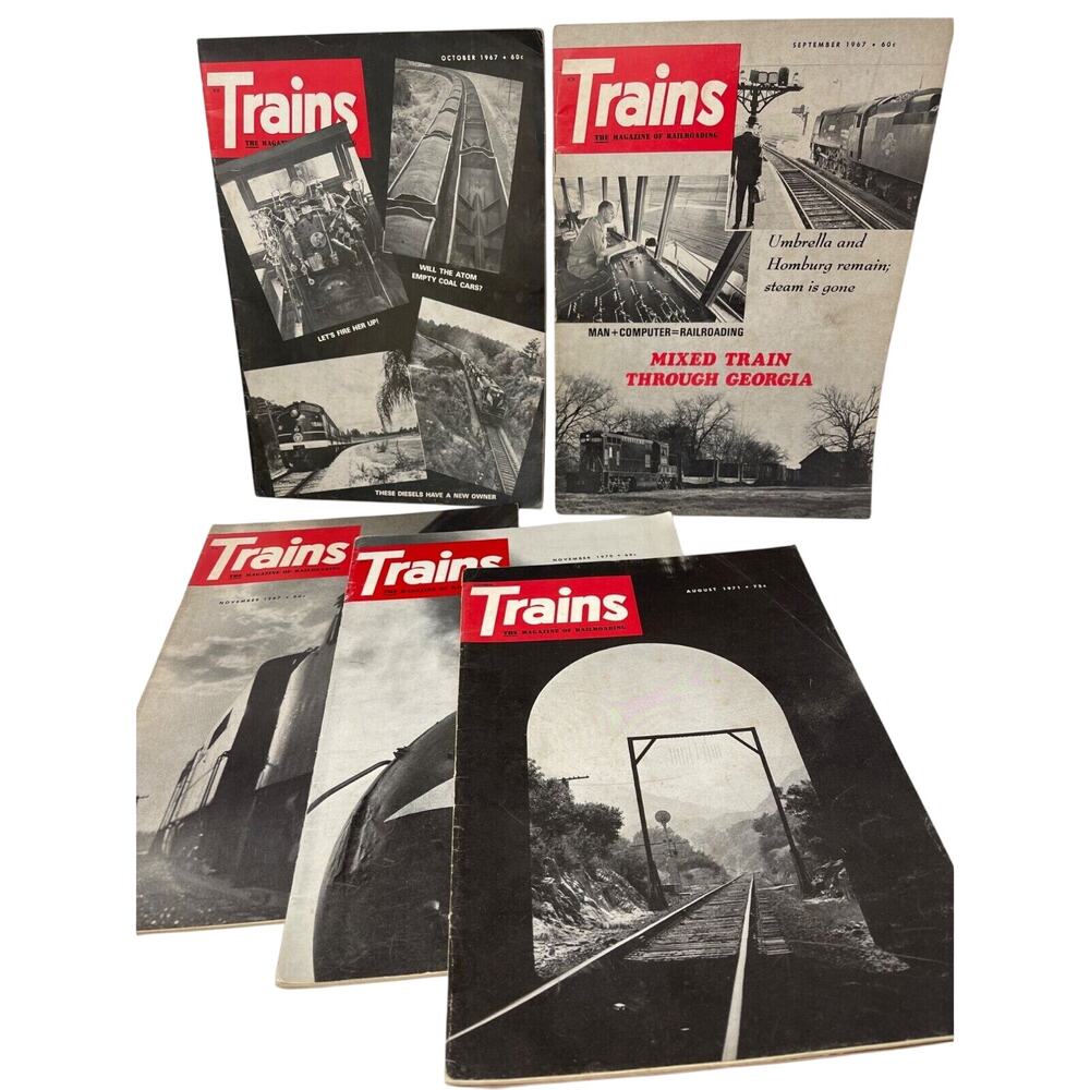 Trains Magazine Lot of 5 Sep Oct Nov‎ 67  Nov 70 Aug 71 Railroadiana Locomotive